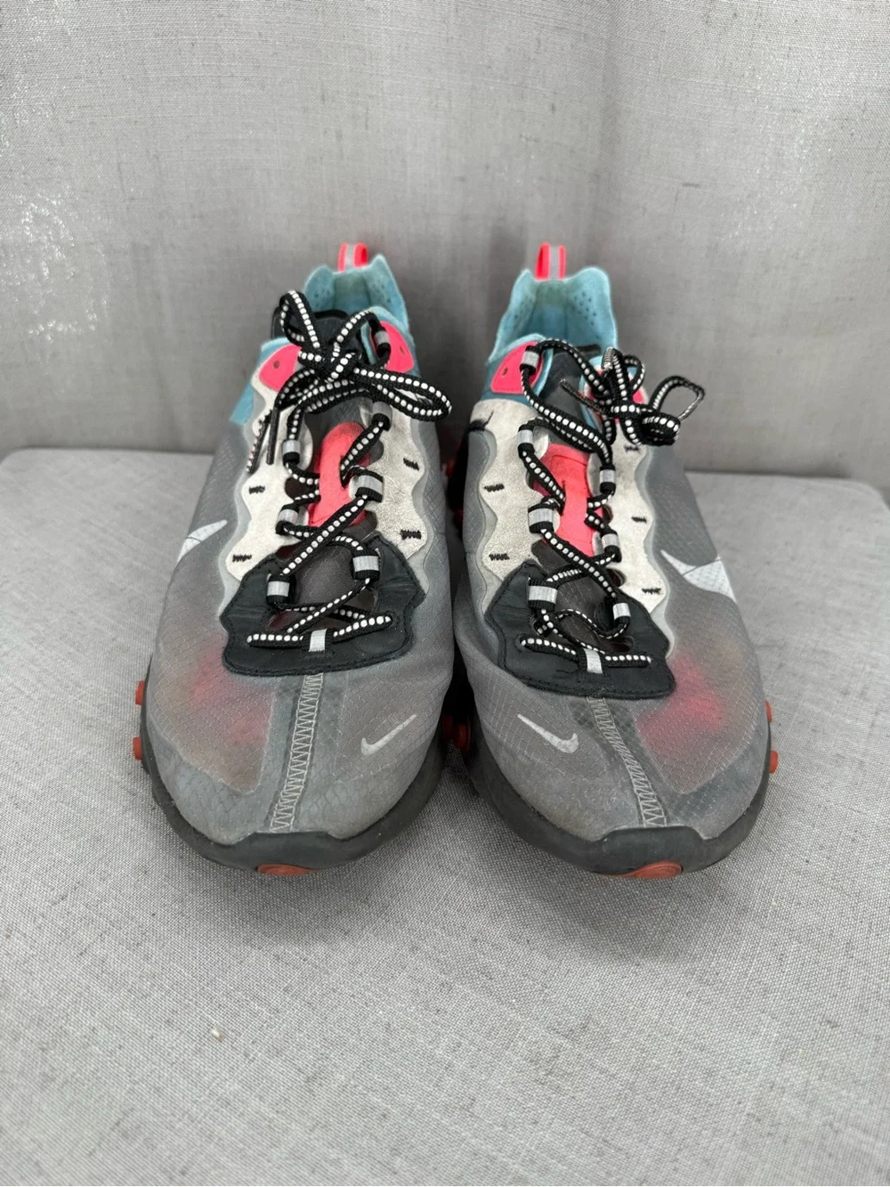Nike React Element 87 Solar Red Blue Chill Mens 10 Grey Sneakers